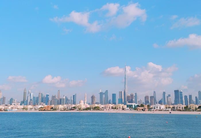 Dubai skyline across the water